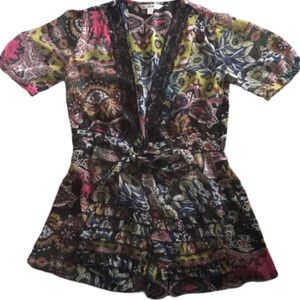 CAbi Sheer Kimono Style Tie Front Cardigan XS